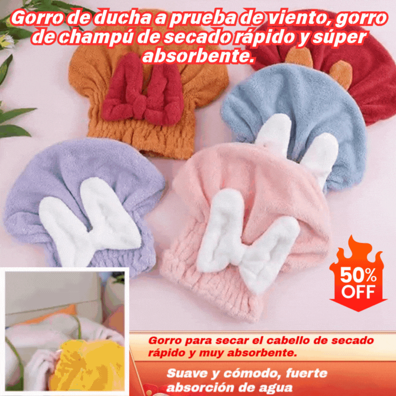 🔥Compra 1 y llévate 1 gratis🔥🎀🛀Gorro de ducha a prueba de golpes, de secado rápido y con champú súper absorbente😍