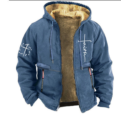 🔥🔥【S-3XL】Мъжко модно есенно-зимно удебелено кадифено ежедневно яке