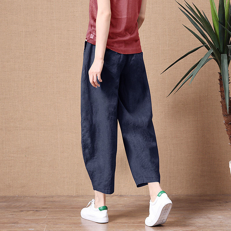 💥🔥【S-5XL】✨💕 Модерни дамски ежедневни дълги панталони с висока талия от чист памук