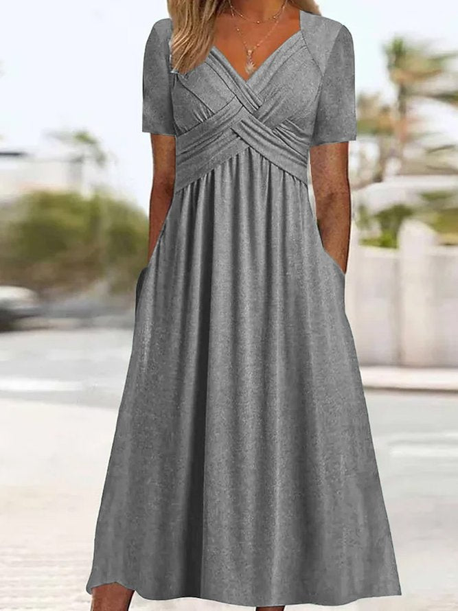 🔥💕🔥【S-3XL】2025 Rochii ocazionale de lungime medie la modă Pure Color