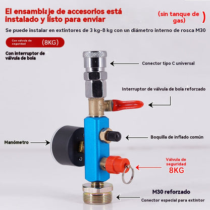 👍👍Conversión de botella extintora de incendios casera a cilindro de gas para gran altitud, cilindro de gas para acampar al aire libre y picnic, válvula de gas recargable.