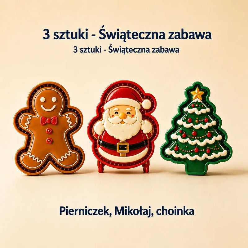 【1 zestaw – 3 sztuki 】 Zestaw mini foremek do świątecznych wypieków z 9 wzorami | 🫎 Wielorazowe foremki z tłoczonym wzorem do tworzenia szczegółowych świątecznych ciasteczek i dekoracji w kształcie Świętego Mikołaja, bałwanka, renifera oraz choinki