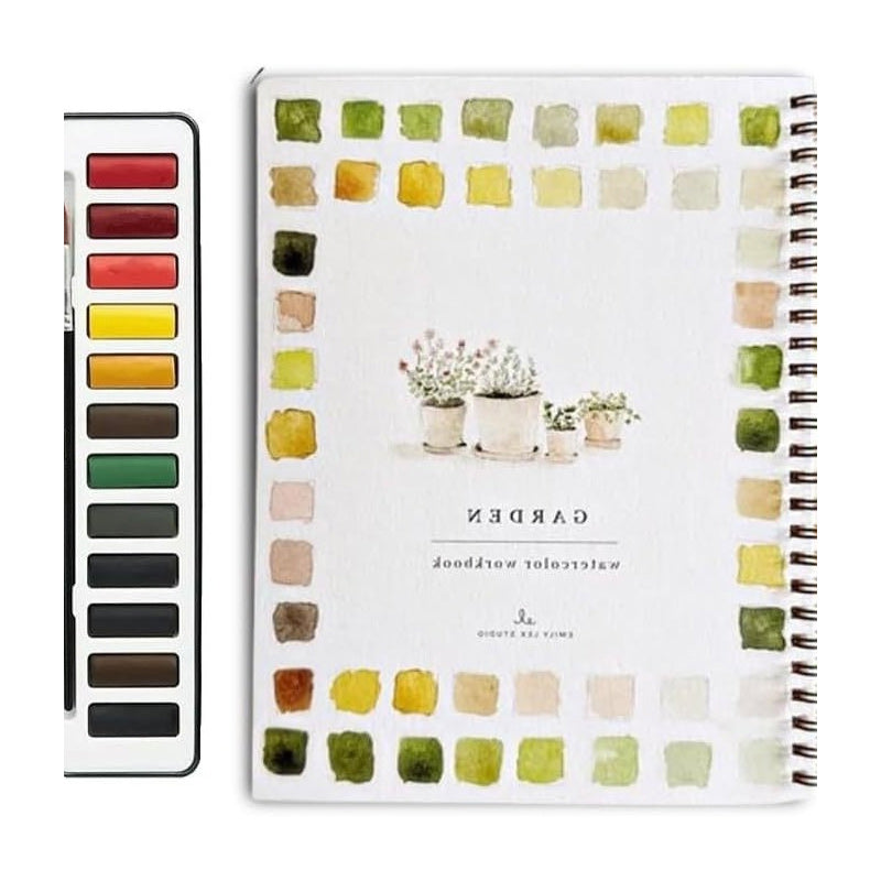 ✨【¡50% de descuento!】🎨 El juego completo de libros de pintura en acuarela incluye pinturas de acuarela y pinceles gratis