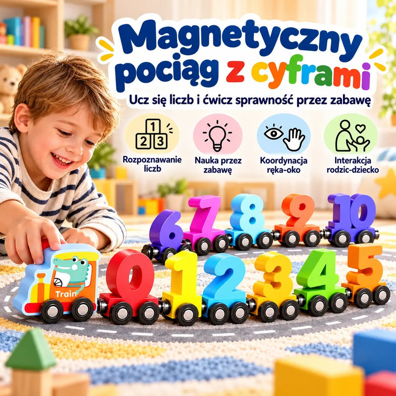 🔥 Kup 1, a drugi otrzymasz GRATIS 🔥🚂 Magnetyczny pociąg z cyframi dla dzieci | Edukacyjna zabawka konstrukcyjna do nauki przez zabawę