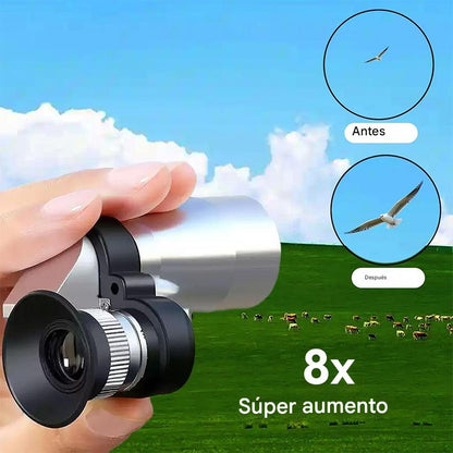 🔭Mini telescopio monocular para teléfono – Telescopio monocular portátil para viajes y observación【Monoculares + Clip para teléfono】