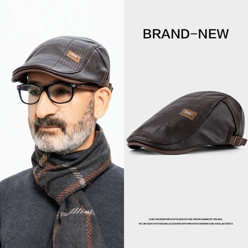 🧢🔥 Muška kožna beretka 3 u 1 – elegantna, otporna na vodu i vjetar, s toplom unutrašnjosti
