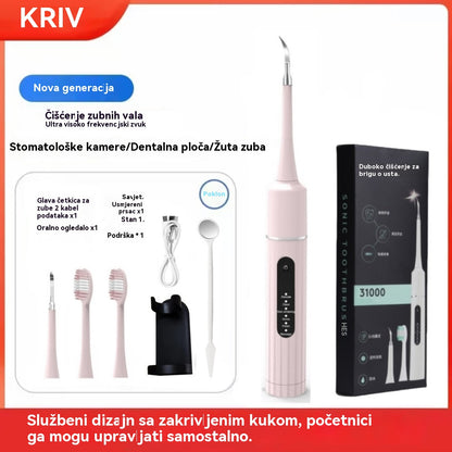 🔥【Ograničeno vrijeme s 50% popusta】✨🦷2 u 1 ultrazvučni čistač zubi, odstranjivač kamenca i električna četkica za zube.