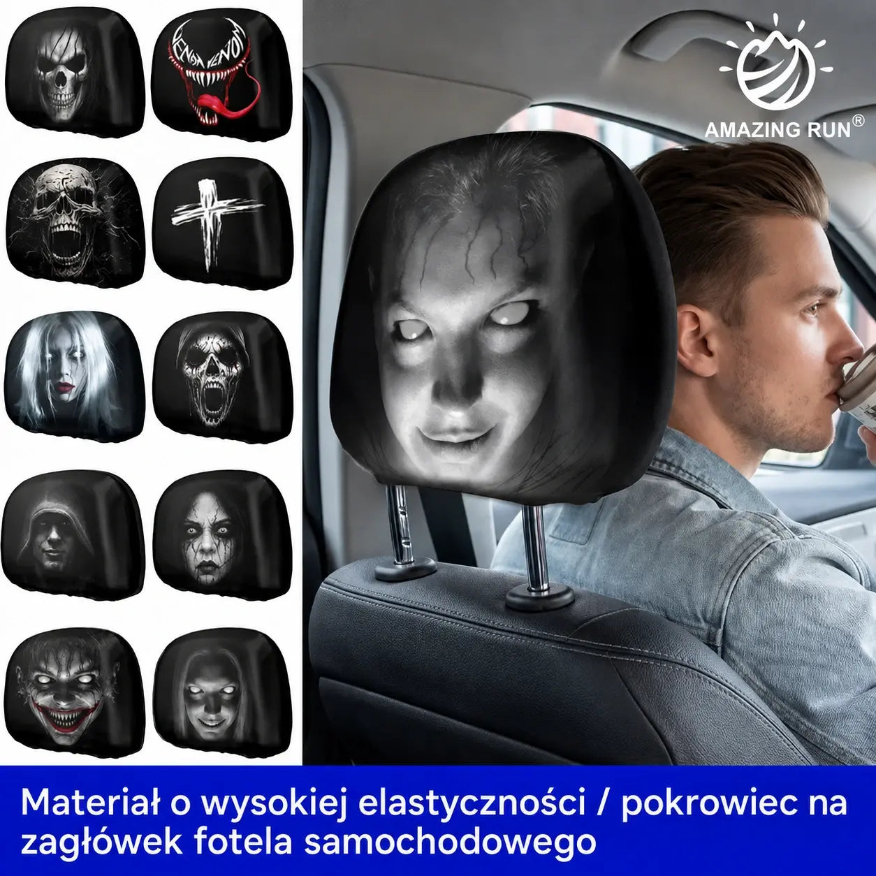 Pokrowce na poduszki samochodowe z zabawnym motywem