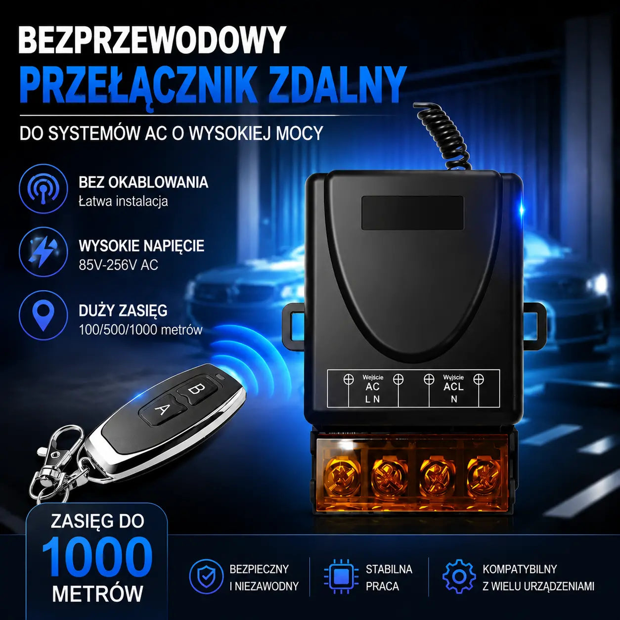【HOT SALE】Bezprzewodowy przełącznik zdalnego sterowania 30A przekaźnik dużej mocy