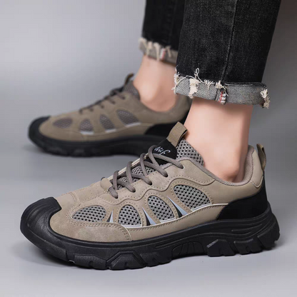 Męskie letnie sneakersy z oddychającą siateczką – sportowe buty casual z miękką podeszwą ortopedyczną, antypoślizgowe, pomagające łagodzić ból stóp