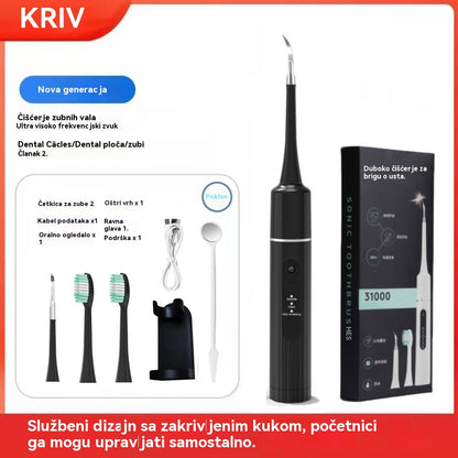 🔥【Ograničeno vrijeme s 50% popusta】✨🦷2 u 1 ultrazvučni čistač zubi, odstranjivač kamenca i električna četkica za zube.