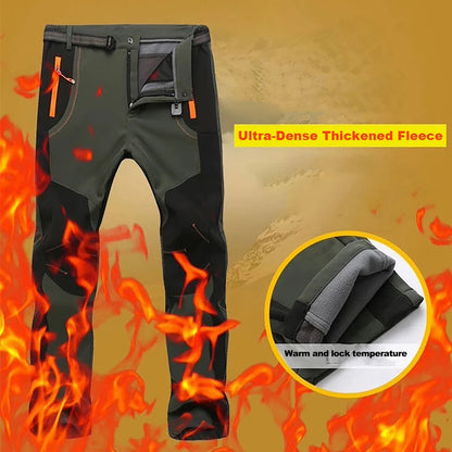 🔥[50% отстъпка][S-5XL] Мъжки водоустойчиви и ветроустойчиви дишащи меки туристически панталони, дебели топли вълнени панталони за спорт на открито
