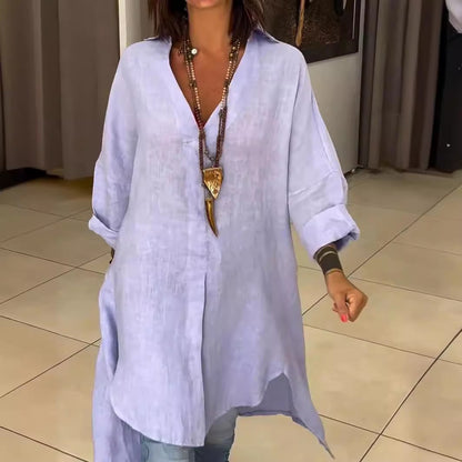 🔥【S-3XL】【40-100KG】👚Пролетно/лятна, ежедневна рокля от памук/лен с цепка