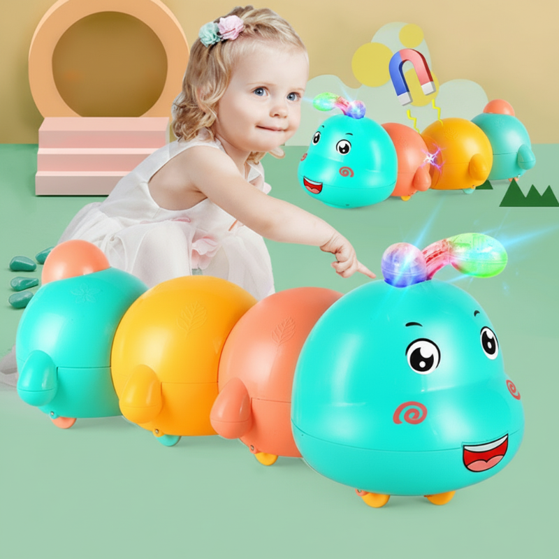 🐛Бебешка играчка във формата на гъсеница, която се движи и излъчва светлина.