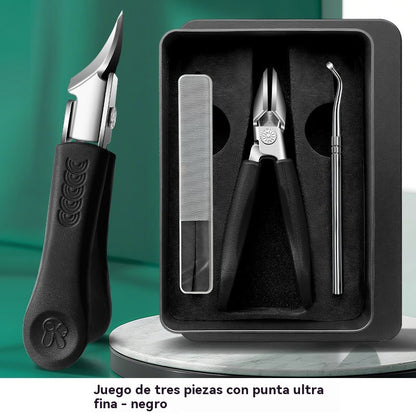 🔥【Modelo 2026】🔥 Cortaúñas antisalpicaduras con borde inclinado de 25° (juego de 3 piezas)