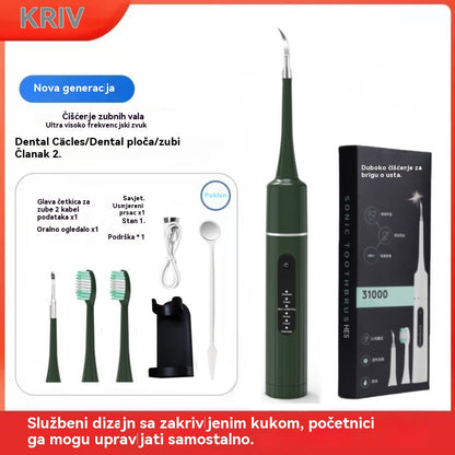 🔥【Ograničeno vrijeme s 50% popusta】✨🦷2 u 1 ultrazvučni čistač zubi, odstranjivač kamenca i električna četkica za zube.