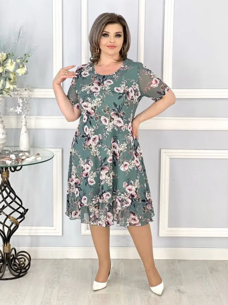 Płatność przy odbiorze✨Damska sukienka w kwiaty, z talią【S-5XL】