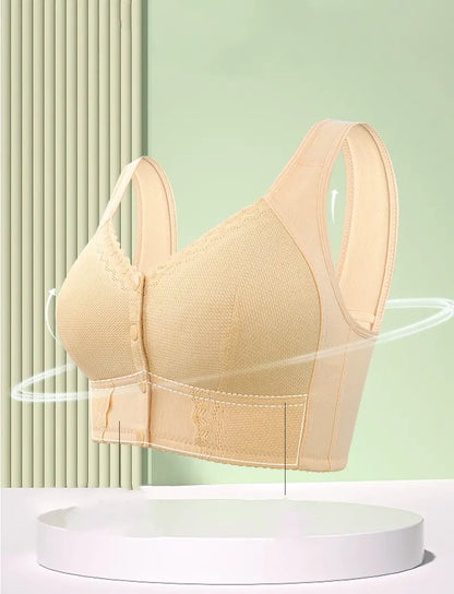 （3 szt）💕🎁【45kg-155kg】Oversized oddychający biustonosz z miękkiej bawełny, zapinany z przodu na guziki