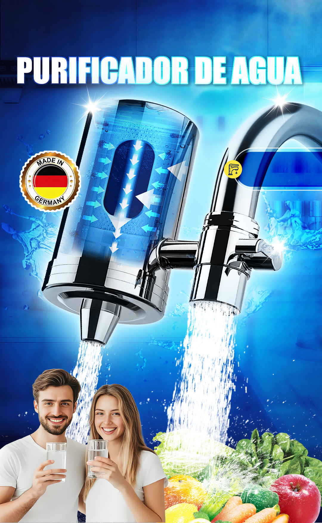 🔥【¡Nuevo para 2026!】🏆Purificador de agua para grifos domésticos de acero inoxidable sin instalació