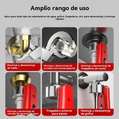 🔧🛠️ Llave ajustable para baño de aleación de aluminio multifuncional, 💧llave para manguera de grifo y llave para fregadero.