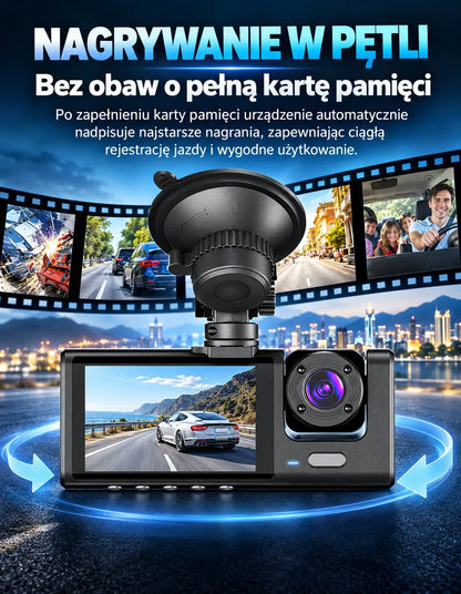 🚗 Rejestrator samochodowy HD 1080p z kamerą cofania