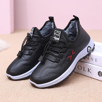 【35-41】Nowe damskie buty do chodzenia na jesień i zimę, wykonane z prawdziwej skóry i ręcznie robione z bawełnianą podszewką polarową.