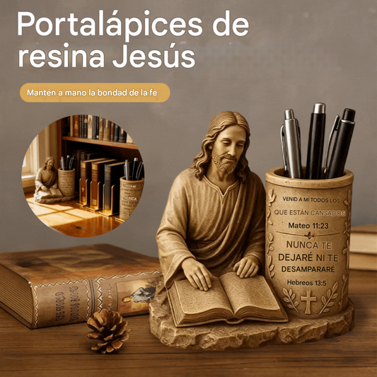 📜📚✏️Nowy pojemnik na ołówki z wersetem biblijnym, ręcznie robiona figurka z żywicy, pojemnik na ołówki, ozdoba w stylu vintage