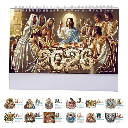 🥰🥰 Nuevo calendario 2026, calendario de 13 páginas, pintura de diamantes, DIY, diamantes de imitación hechos a mano