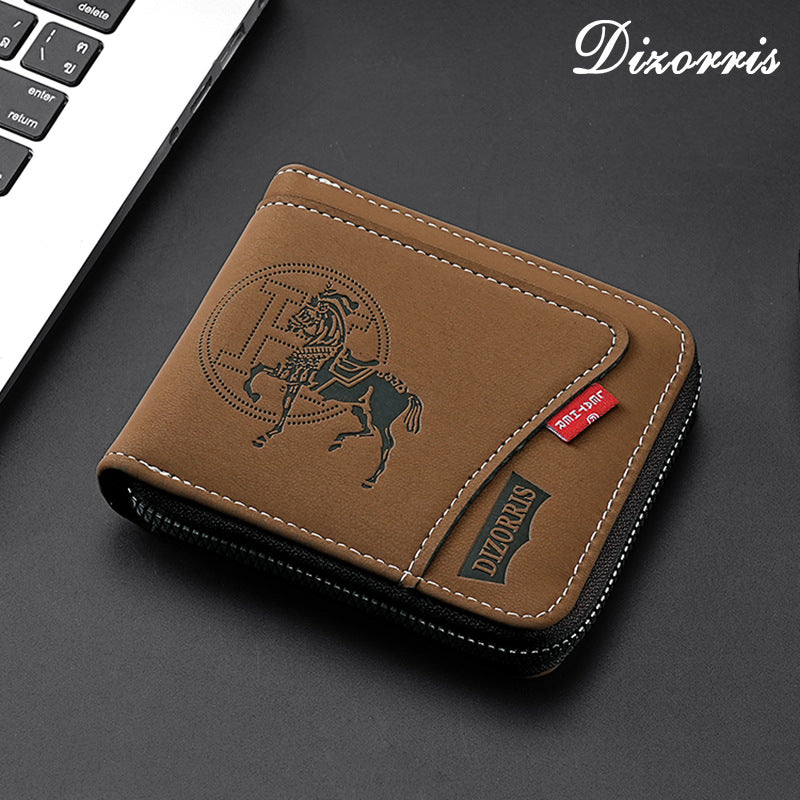 🔥🔥【Nuevo modelo 2026】Elegante cartera corta con cremallera de estilo retro para hombre