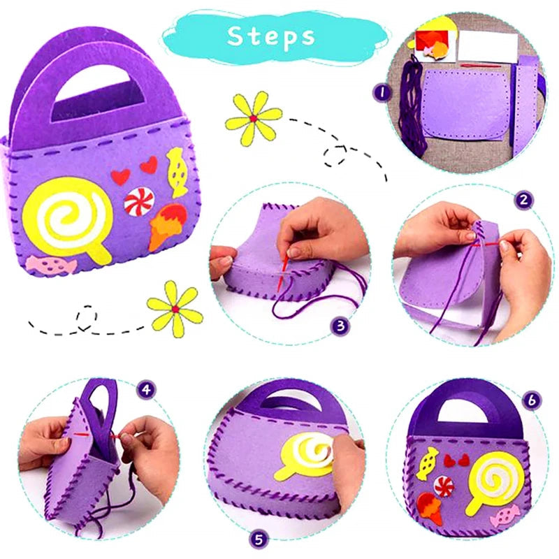 【50%OFF】🔥【8 piezas】🥰Bolsos infantiles hechos a mano no tejidos DIY, el mejor regalo para los niños🎁