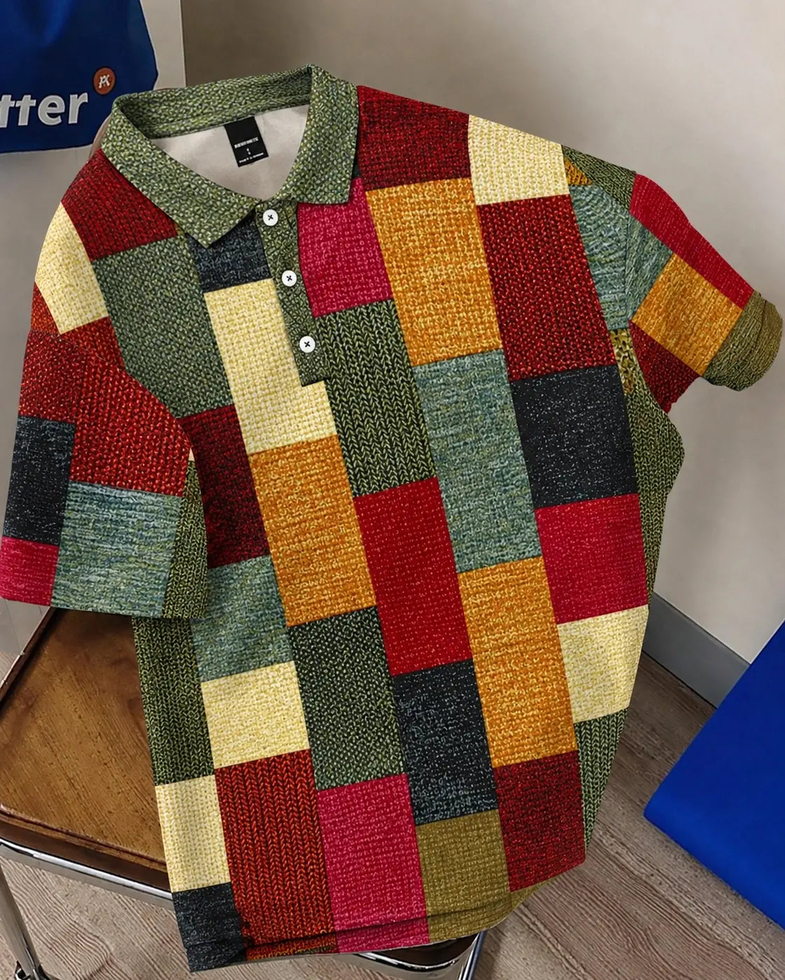 【S–5XL】Nowa męska koszulka polo w kratę i paski z bawełny i lnu