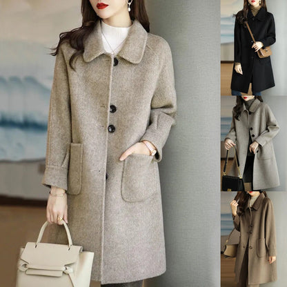 🔥🌸🔥Nuevo abrigo de longitud media de temperamento delgado de otoño e invierno