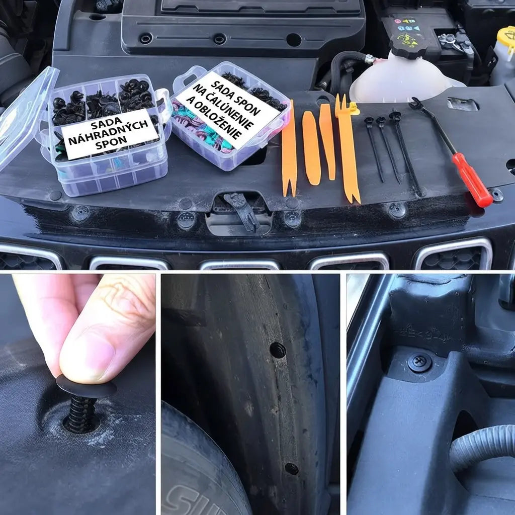 🔥🔥【680 piezas + herramientas de 6 pulgadas + juego de cuatro piezas + almohadilla de esponja + brida】🧰🛠️Juego de hebillas de plástico para tornillos de expansión automotrices