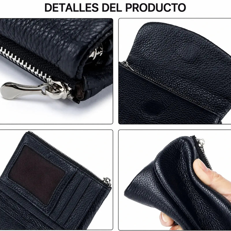 🔥✨【¡Oferta por tiempo limitado!】⏰Cartera unisex Pebble de piel auténtica con protección RFID🔥