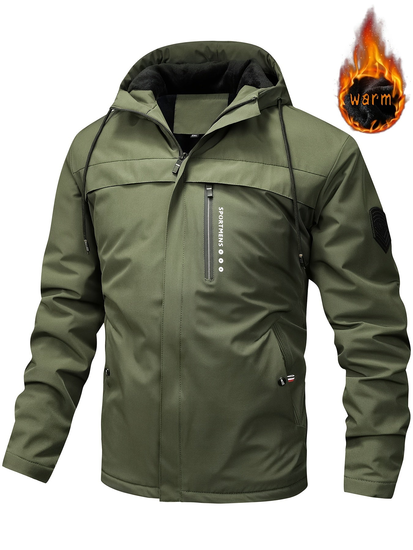 🧥🔥【XS-XL】Chaqueta con capucha de forro polar cálido para hombre Chaqueta de invierno al aire libre Chaqueta impermeable