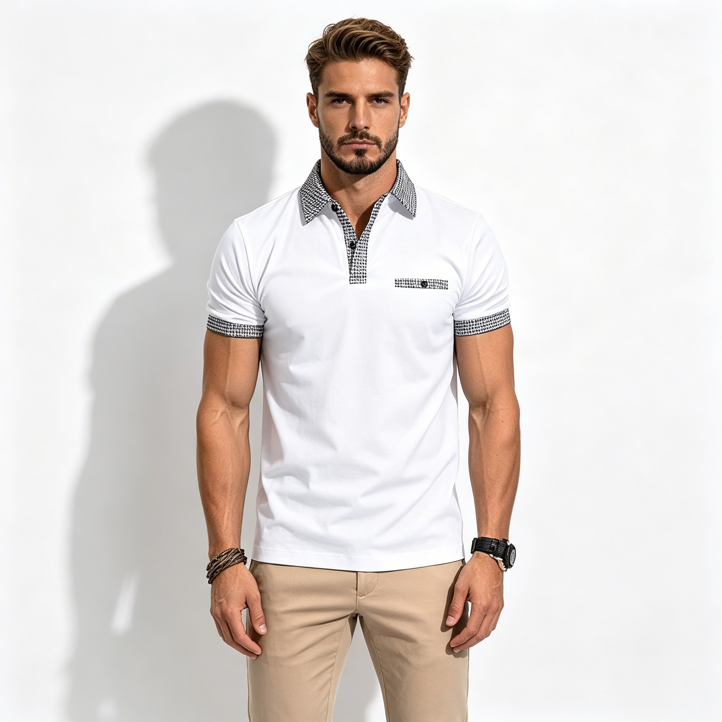 Promocja na 2026 rok【S-3XL】Letnia męska bluza polo z guzikami i blokiem kolorów