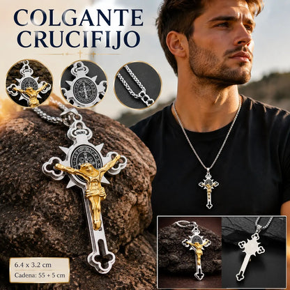 Colgante de cruz estilo vintage – Colgante de San Benito resistente al deslustre con cadena ajustable