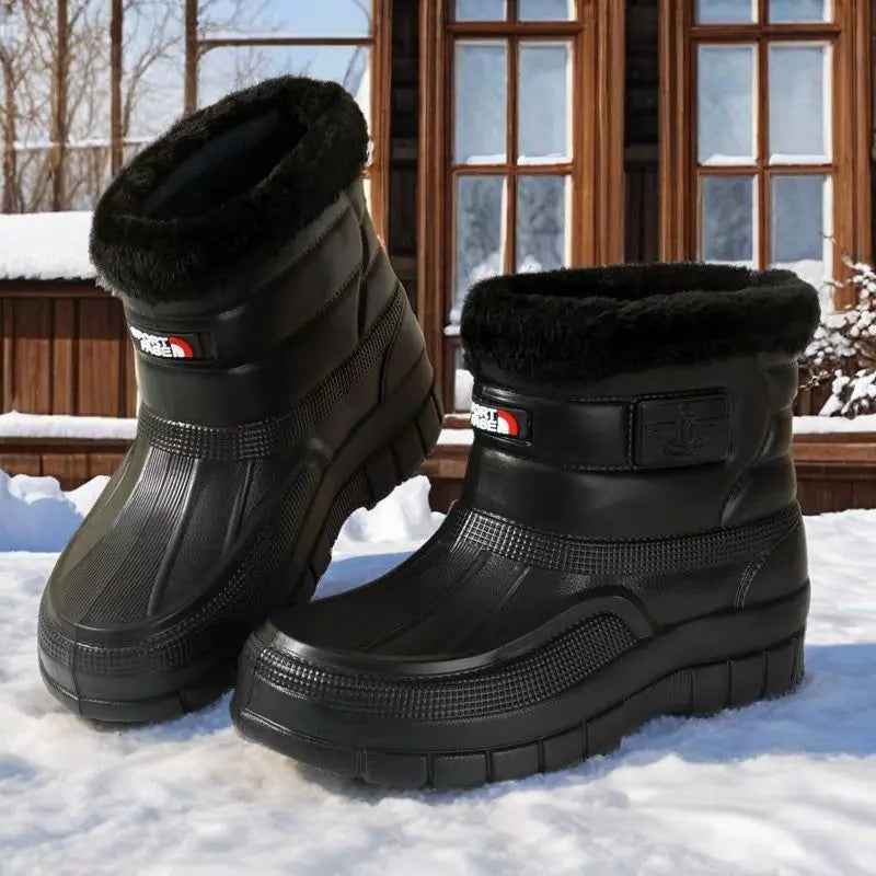 【Nowy produkt】Wyściełane polarem, ciepłe, wodoodporne buty męskie do użytku na zewnątrz, wytrzymałe, buty wodne i śniegowce za kostkę lub za kostkę.