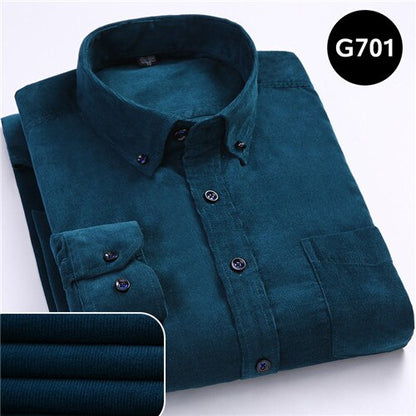 👔👔【S-6XL】Ежедневна мъжка риза от памучно кадифе с дълъг ръкав с голям размер