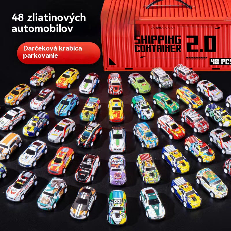 🎅Božična razprodaja - 50 % popust🎁 48 mini avtomobilčkov z zložljivim zadkom in vgrajeno garažo