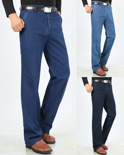 👖👖【Oferta por tiempo limitado】Jeans elásticos de alta calidad para hombre, diseño fino, suelto, de pierna recta, transpirables y cómodos.