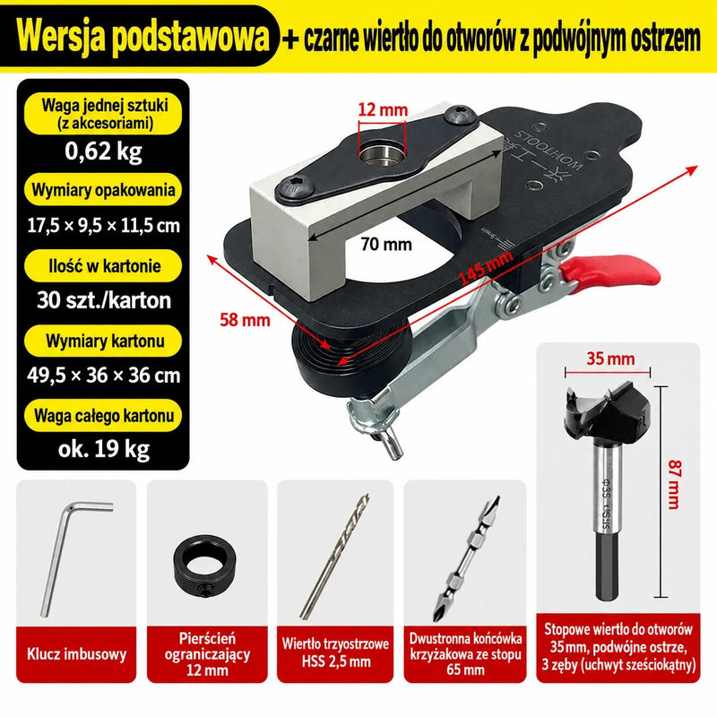 【1 zestaw 6 sztuk】Narzędzie do otwierania otworów na zawiasy do drewna. Lokalizator otworów na zawiasy drzwi szafy 35 mm