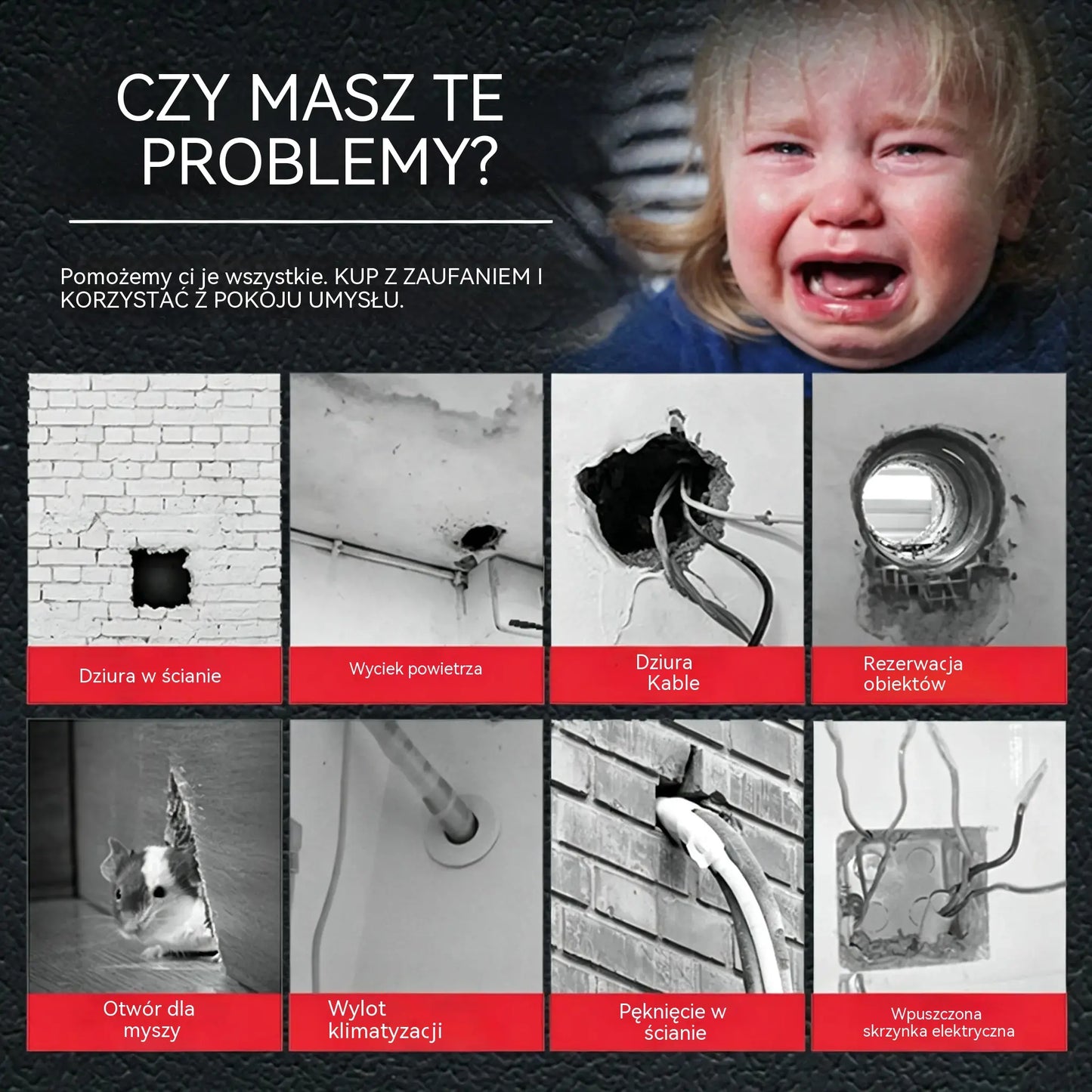 【10 sztuk za 99 zł】🔧 Biała wodoodporna szpachlówka uszczelniająca – naprawia otwory, ściany i rury klimatyzatorów 💧🏠