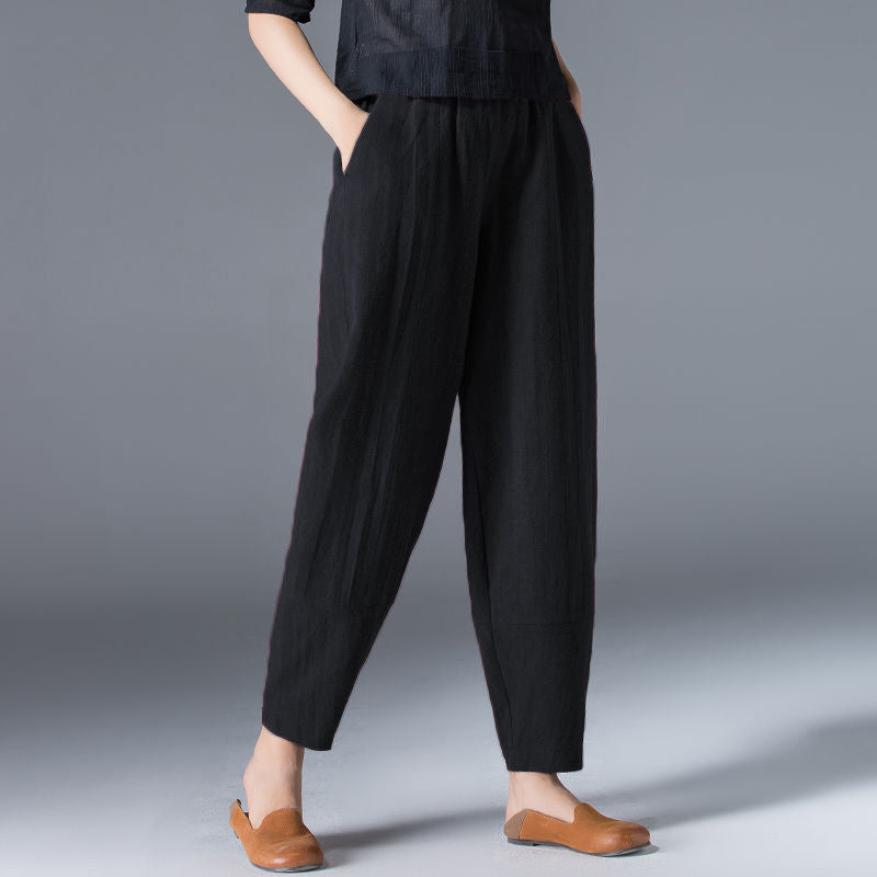 💥🔥【S-5XL】✨💕 Модерни дамски ежедневни дълги панталони с висока талия от чист памук