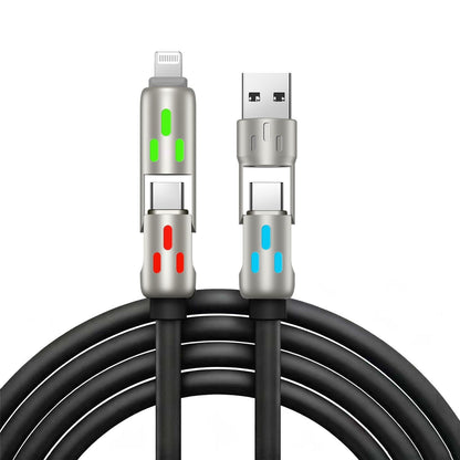 🔥 【2 sztuki za 99 zł】 🔥 (długość 2 m) Kabel 4 w 1 PD 240 W – szybkie ładowanie USB-C, Lightning i USB-A, aluminium i silikon, synchronizacja danych ⚡📱