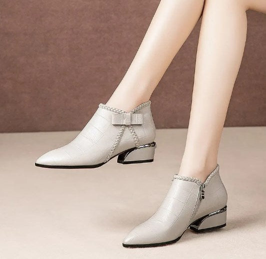 👢✨🌟 【35-42】Otoño 2024 Moda Nueva Botas Cortas de Cuero con Cremallera para Mujer