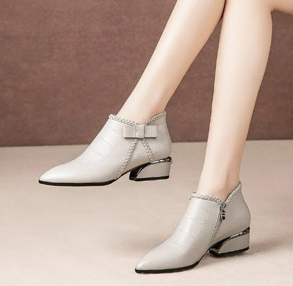 👢✨🌟 【35-42】Otoño 2024 Moda Nueva Botas Cortas de Cuero con Cremallera para Mujer