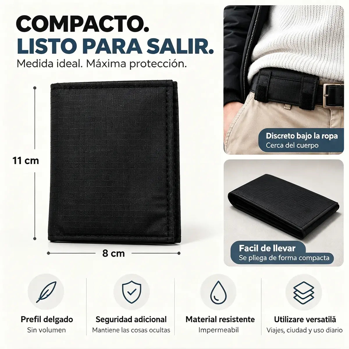 👝✨ Riñonera Mini de Viaje para Mujer y Hombre | Bolsa Compacta para Pasaporte, Dinero, Tarjetas y Documentos