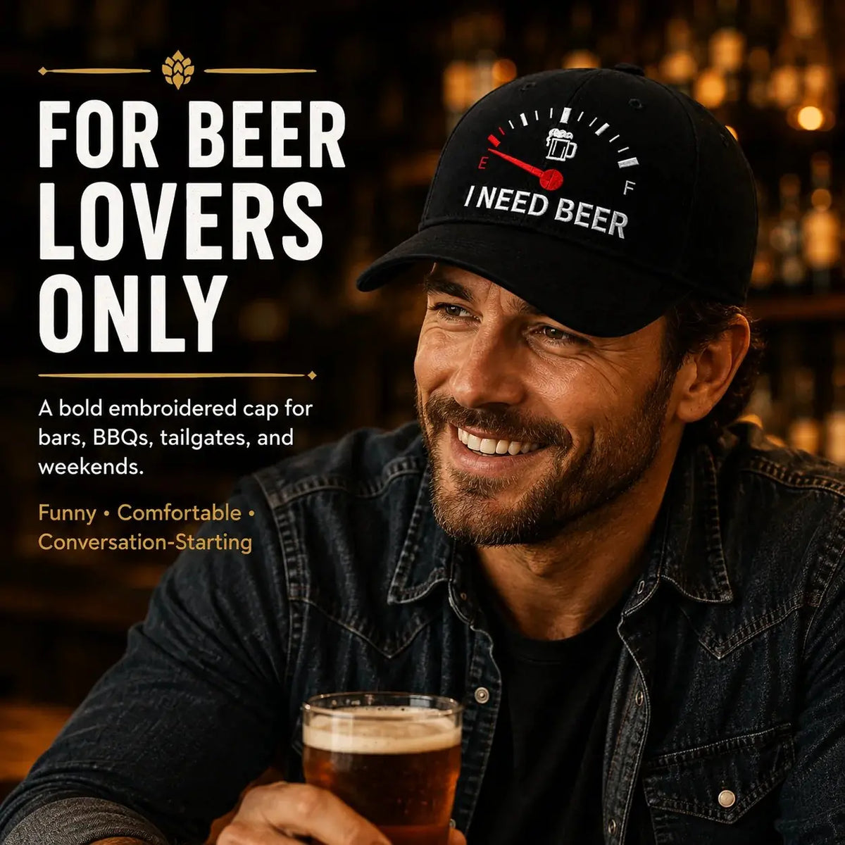 🔥 OSTATNI DZIEŃ - 50% ZNIŻKI – 🍺 POTRZEBUJĘ PIWA” – Unisex pamiątkowa czapka 🧢