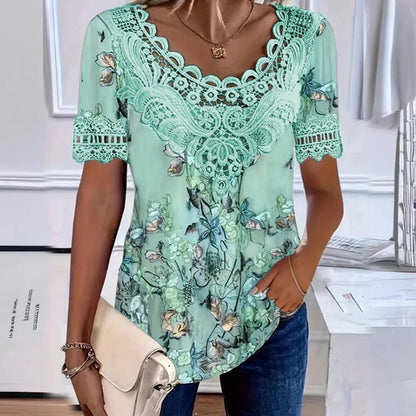 【50% popusta】💐 Ženska čipkasta bluza s V-izrezom, udobna i prozračna